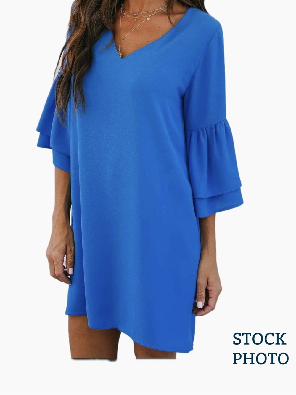 BELONGSCI Women's Dress V-Neck Bell Sleeve Shift Dress
Mini Dress, M